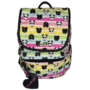 Luv Betsey Panda Bear Backpack Quilted Rainbow Stripes by Betsy Johnson